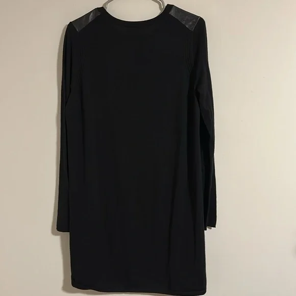VINCE 100% lamb Leather front patch Shift mini 100% wool combination Dress L - Picture 6 of 6